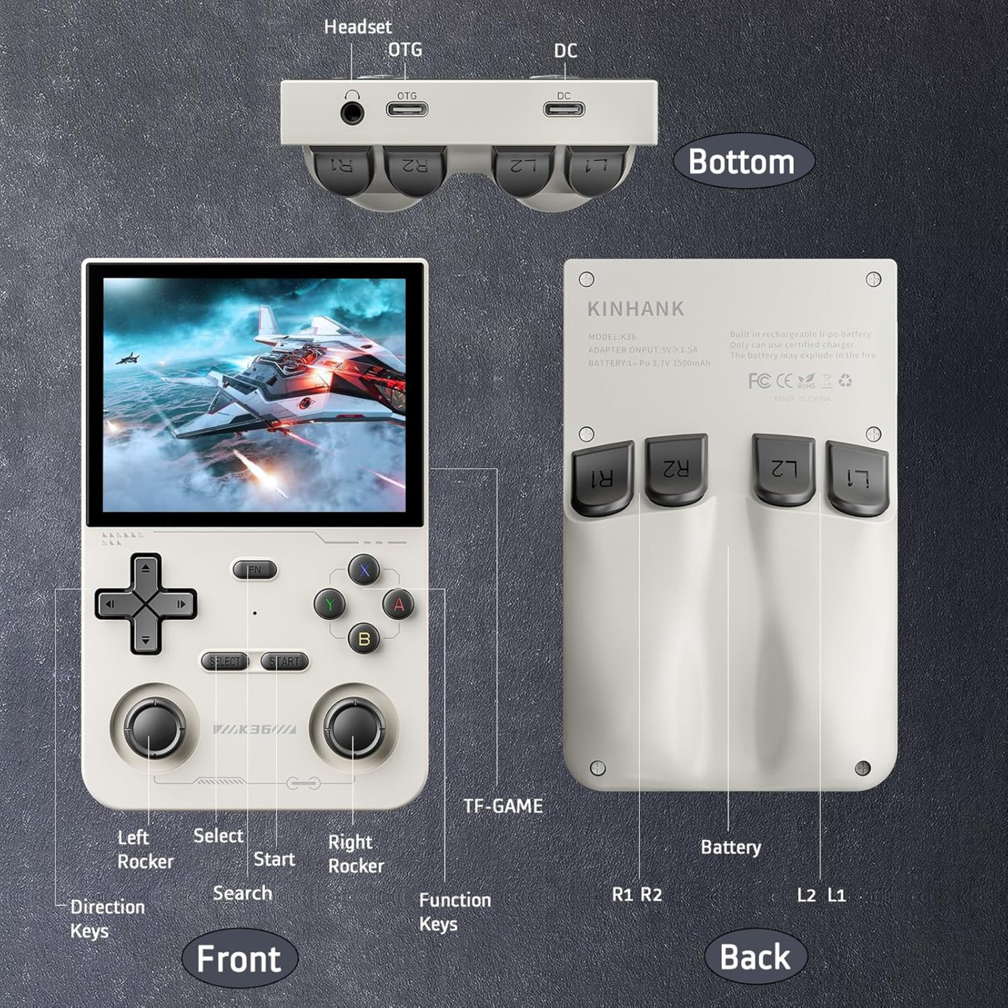 K36 Retro Handheld Game Console